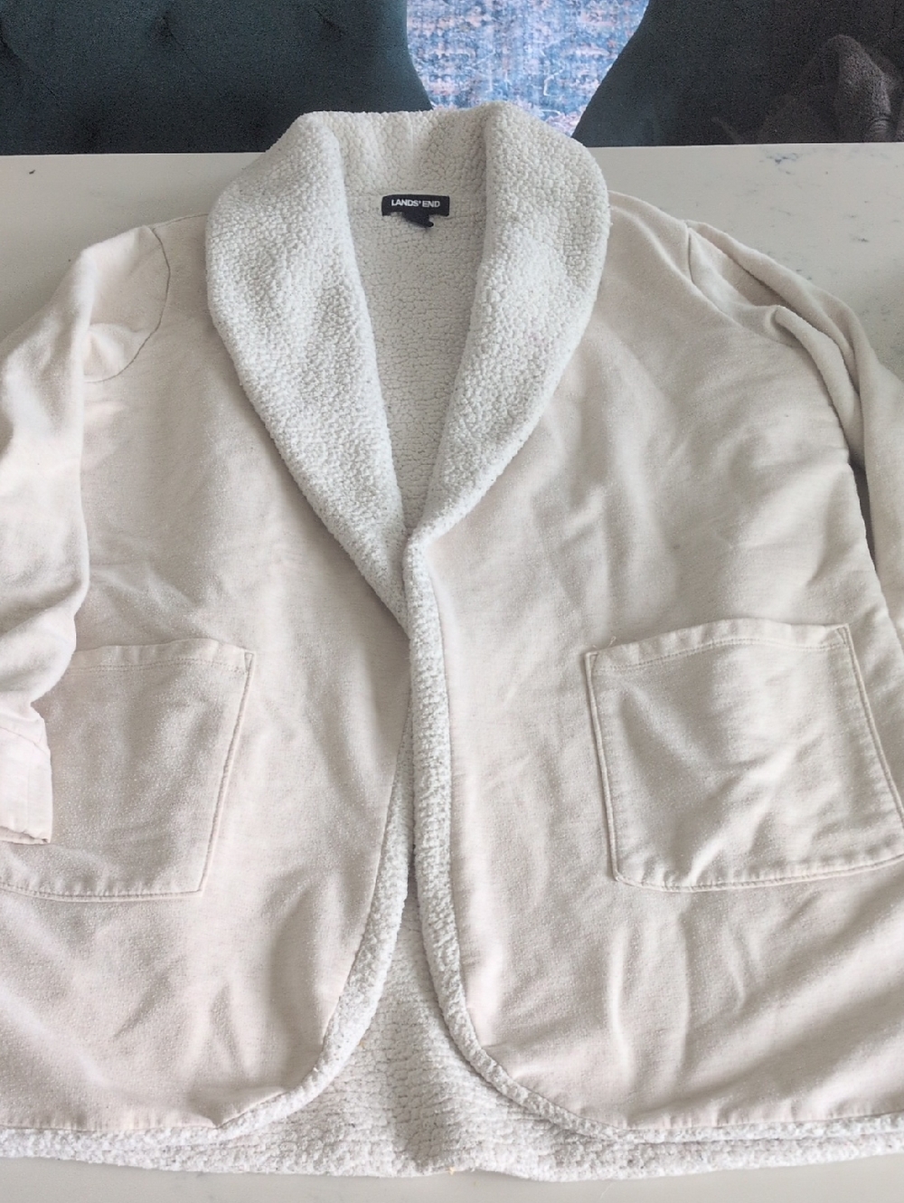 Lands' End Blush Sherpa Shawl-Collar Jacket